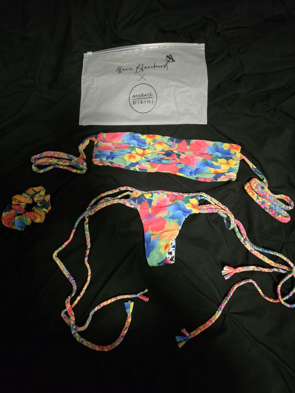 moana bikini Tangled Tarzan Neon Floral Bandeau & Brazilian Set with Scrunchie